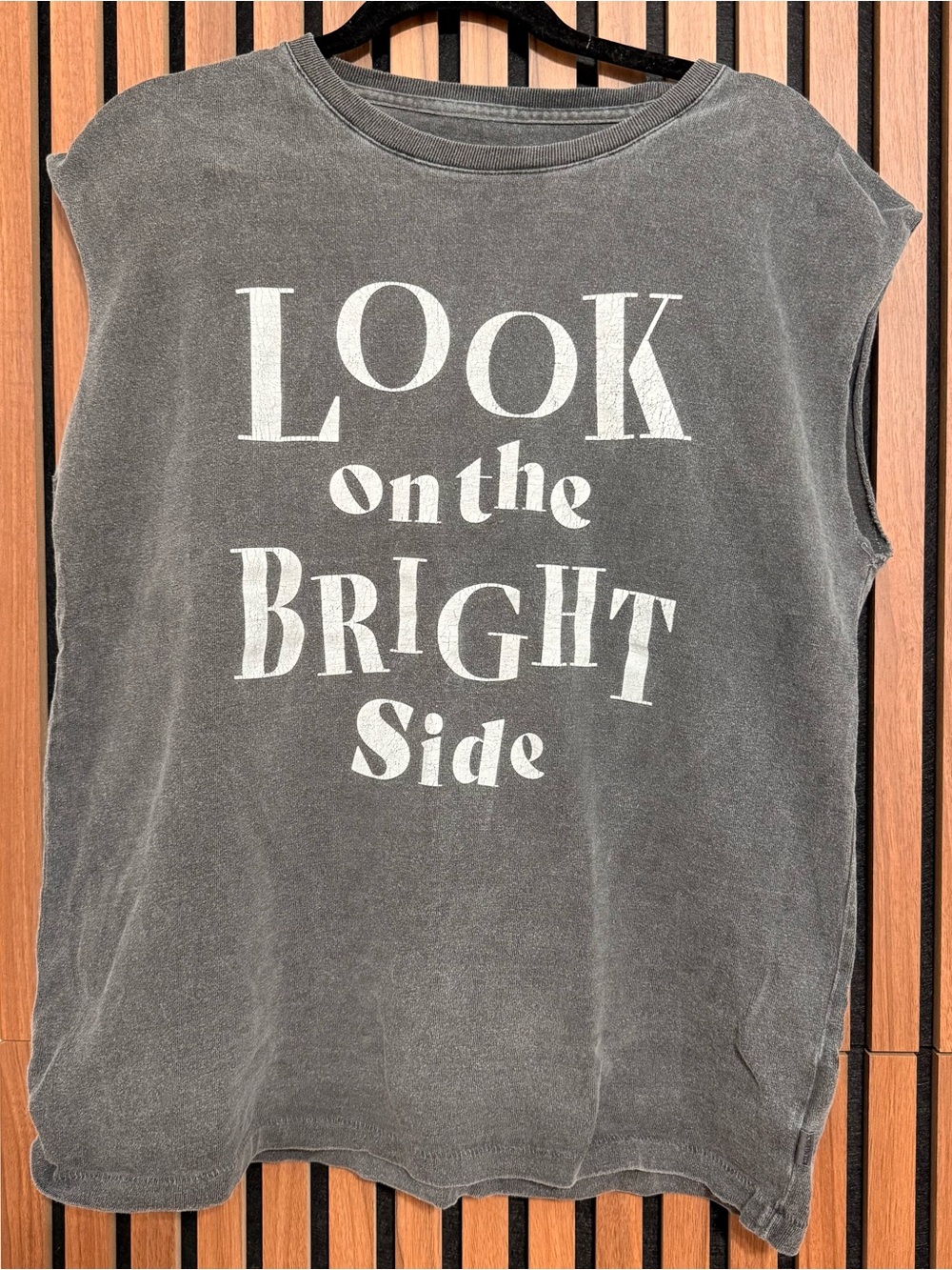 Look On The Bright Side Women's Vintage Look Graphic Tee - Grey M